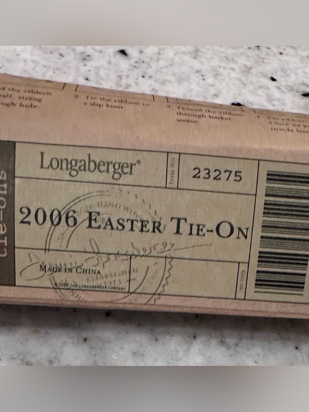 Longaberger 2006 Easter Bunny Rabbit Tie-On Charm for Basket NIB - Picture 4 of 5